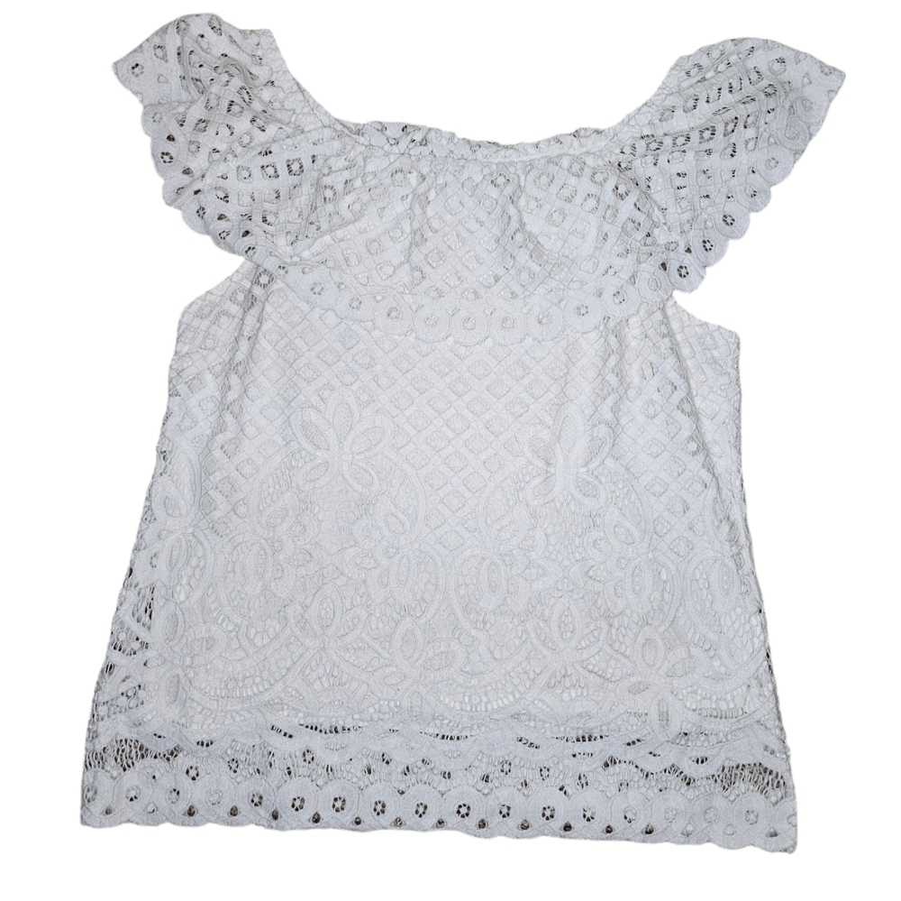 Maison Jules Cold Shoulder Lace Top with Built in Tank Size Medium